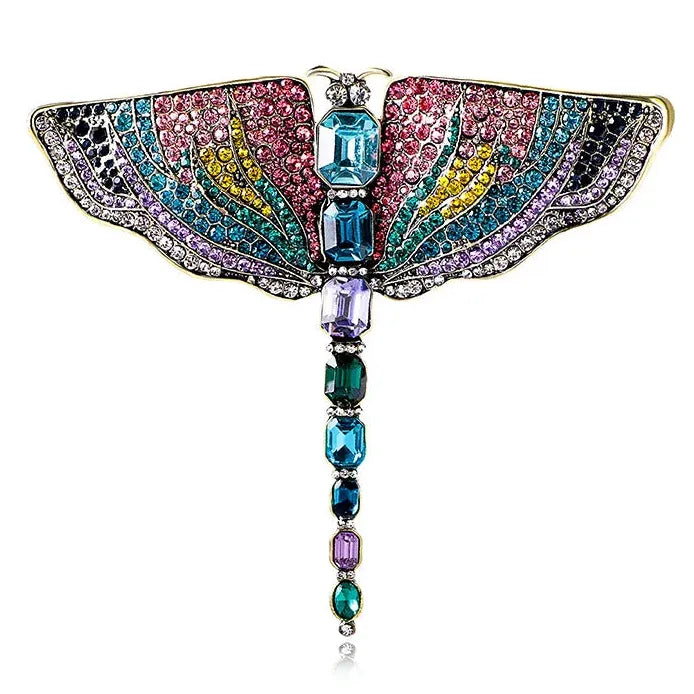 Water Diamond Dragonfly Brooch Rhinestone Pin Vintage Style for Women