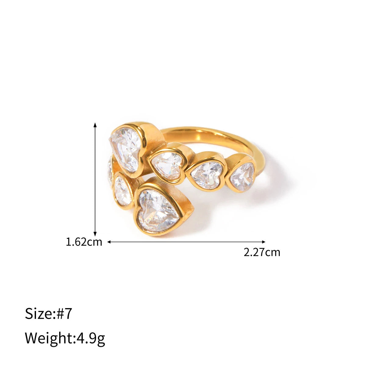 18k Gold Plated Geometric Stainless Steel Wedding Ring Heart Water Droplet Gift
