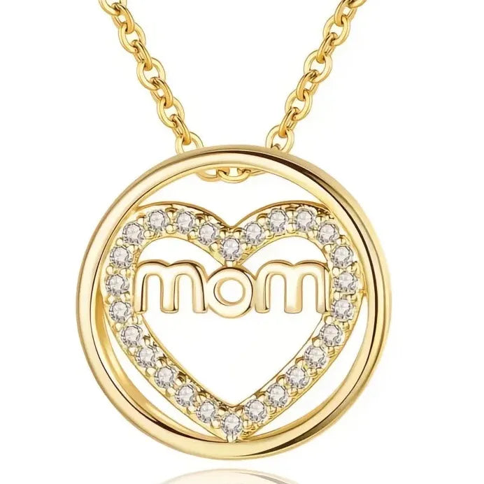 Women's Trendy Round Love CZ Pendant Necklace Stylish Fashion Gift Mom