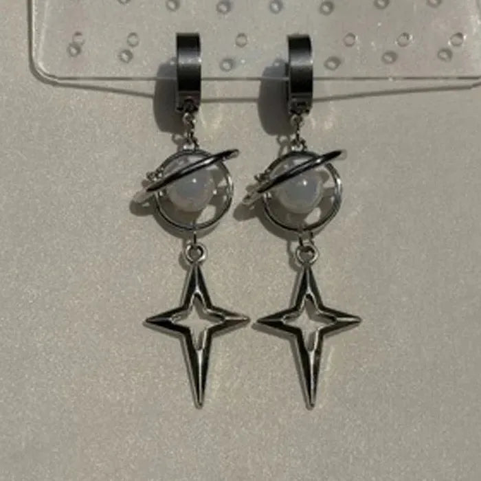Zinc Alloy Cross Neptune Drop Earrings for Women Gothic Punk Y2K Gift