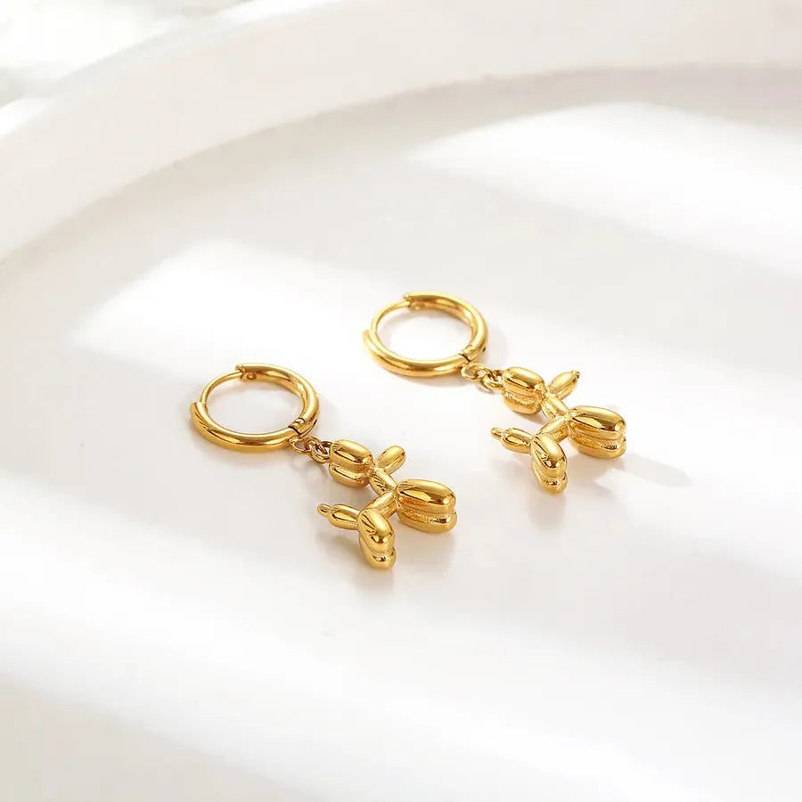 Silver Mini Balloon Dog Stud Earrings for Women Korean Jewelry