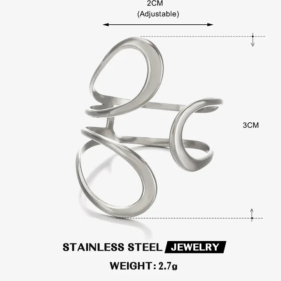 Stainless Steel Hollow Irregular Tree Branch Ring Waterproof Wedding Gift Jewelry