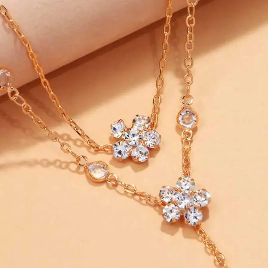 Adjustable Zircon Flower Bracelet for Women Crystal Jewelry Gift Plant Design