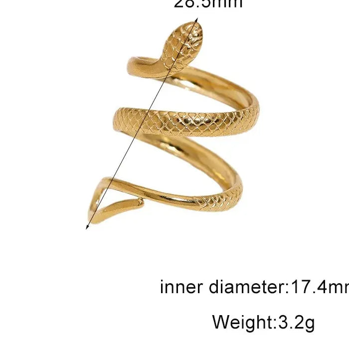 Adjustable Stainless Steel Snake Ring Hip-Hop Rock Waterproof Jewelry