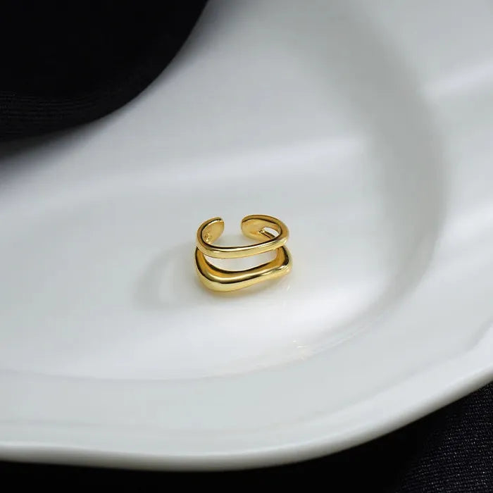 Zinc Alloy Non-Piercing Double Layer Ear Cuff Clip Earring Women Y2K