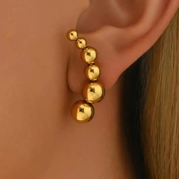 Vintage Gold Round Copper Stud Earrings for Women Classic Geometric Jewelry Gift