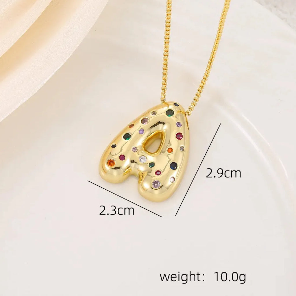18K Gold Plated A-Z Letter Pendant Necklace for Women Gift Cubic Zirconia