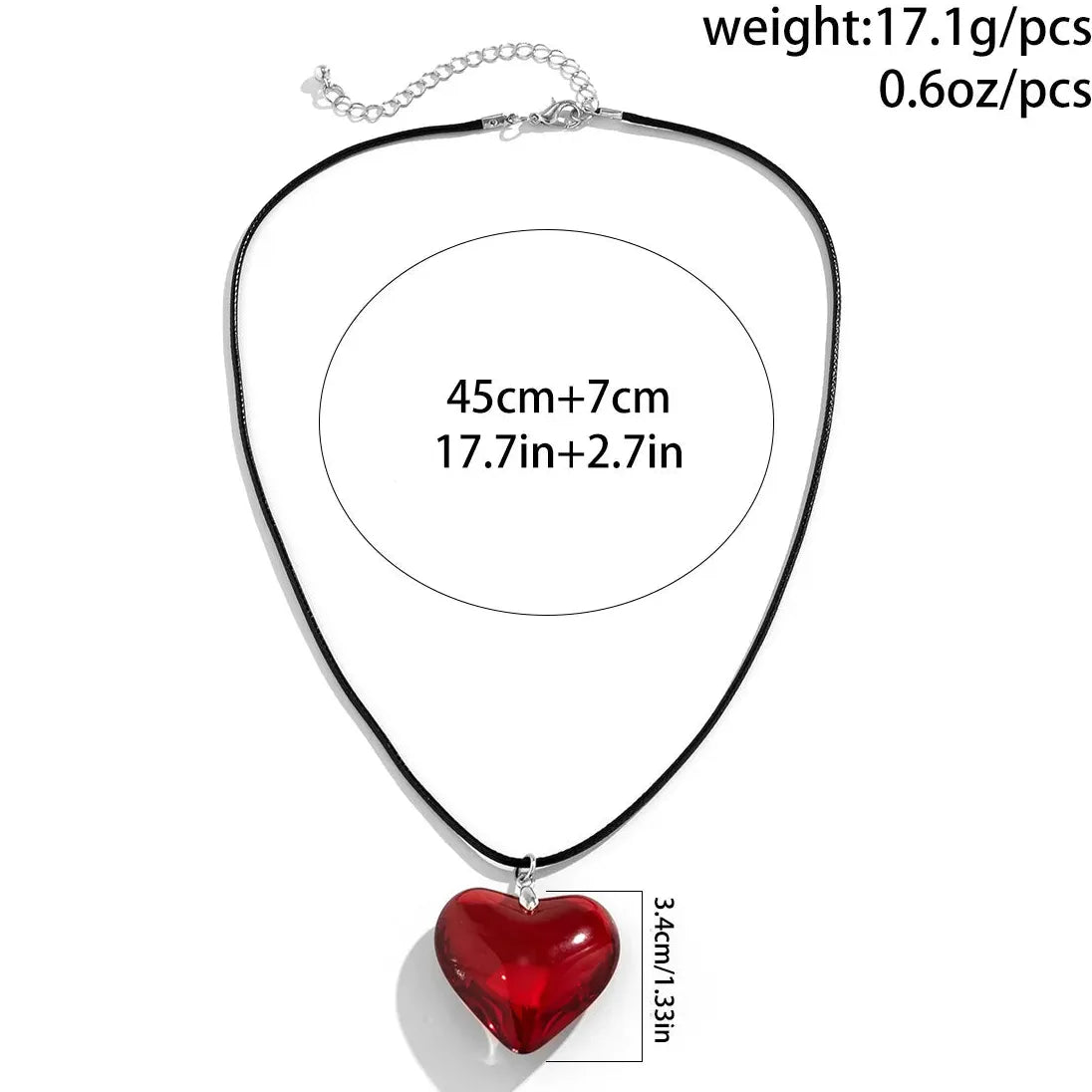 Gothic Pink Heart Pendant Choker Necklace Waterproof Rope Chain for Women