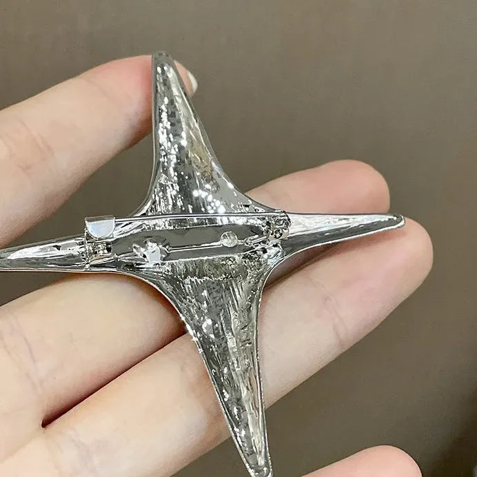 Geometric Star Metal Brooch Tassel Pin Punk Fashion Jewelry Gift Women
