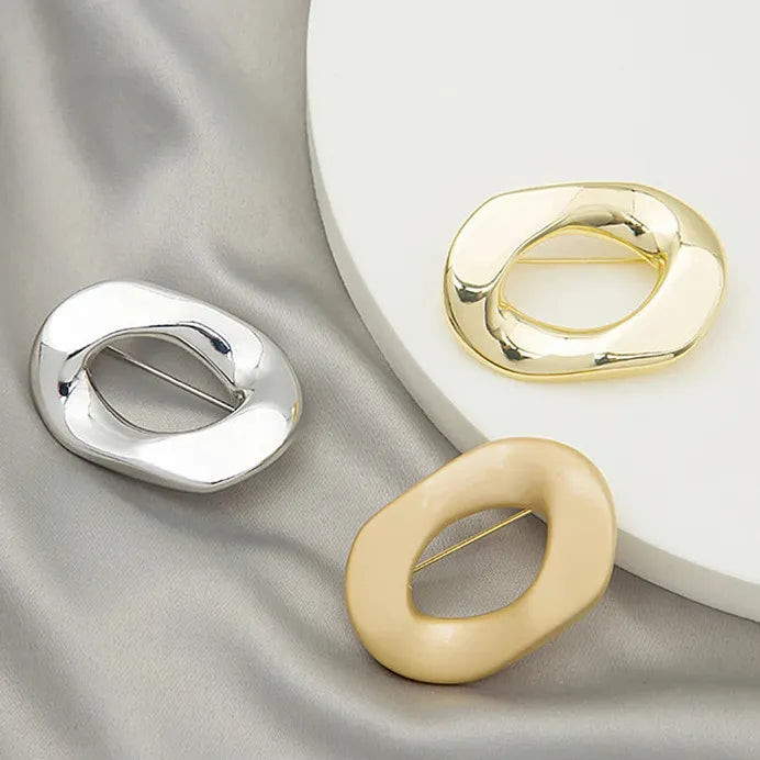 Geometric Zinc Alloy Circular Brooch Punk Rock Jewelry for Women Men