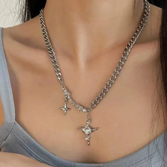 Men's Stainless Steel Knotted Thorn Necklace Hip Hop Silver Pendant Jewelry