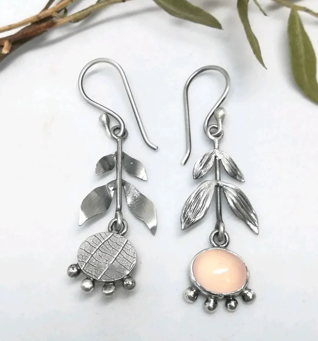 Vintage Ethnic Pink Leaf Crystal Drop Earrings for Women Zinc Alloy Jewelry