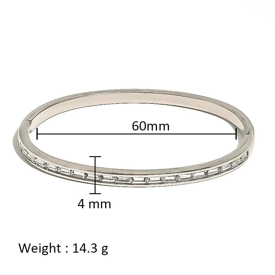 Waterproof Stainless Steel Multicolor Crystal Zirconia CZ Bangle Bracelet Women