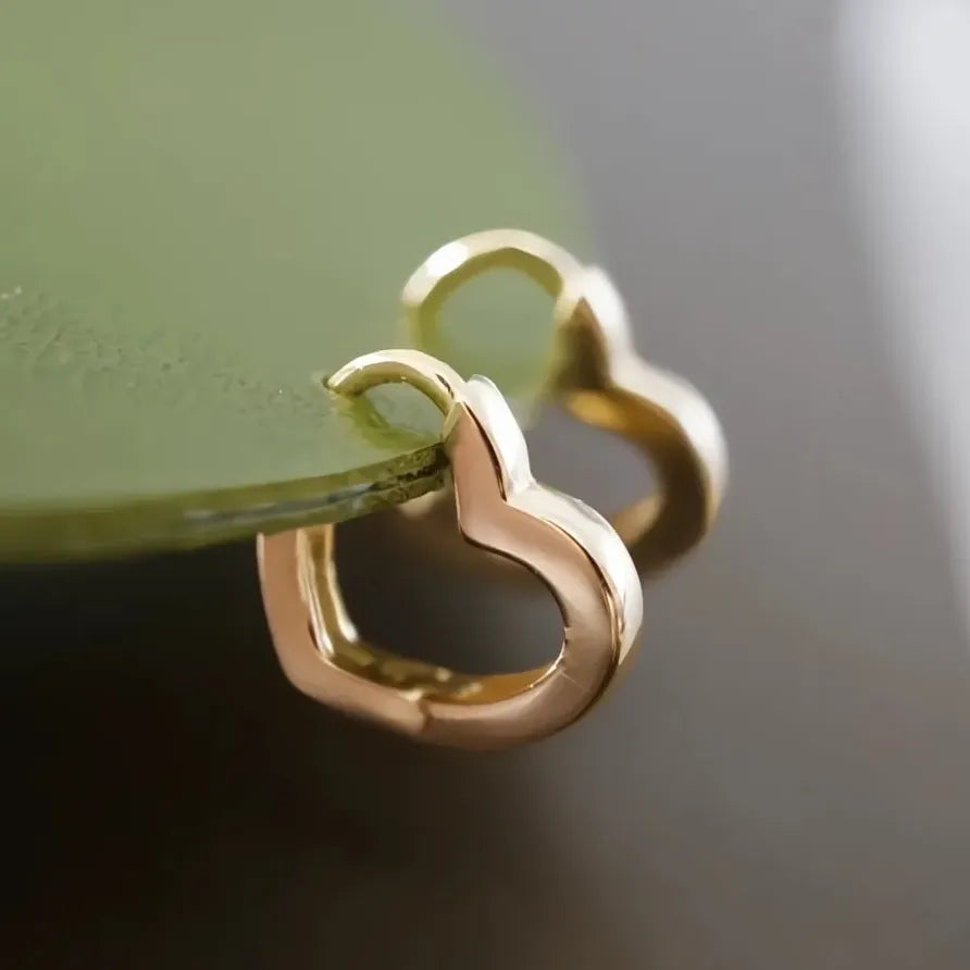 Minimalist Geometric Heart Hoop Earrings Silver & Gold Jewelry for Women