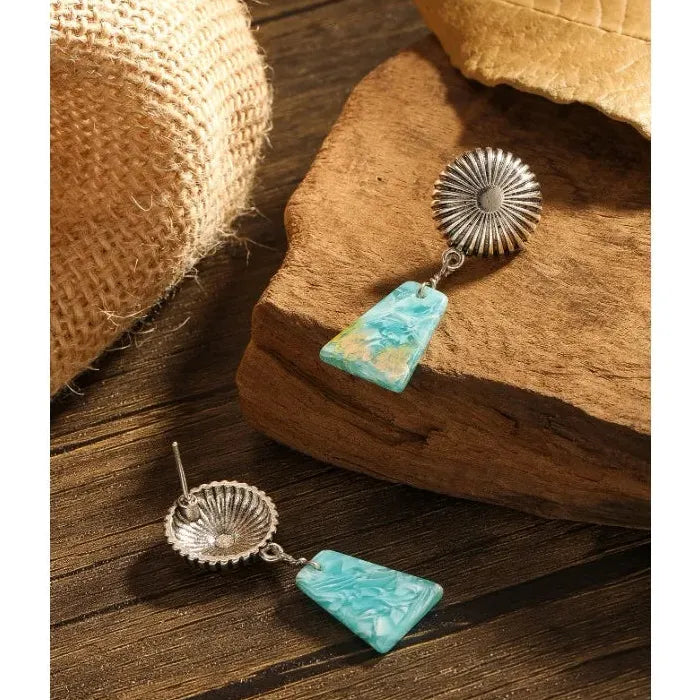 Vintage Marble Abstract Polymer Clay Geometric Pendant Drop Earrings Party Jewelry