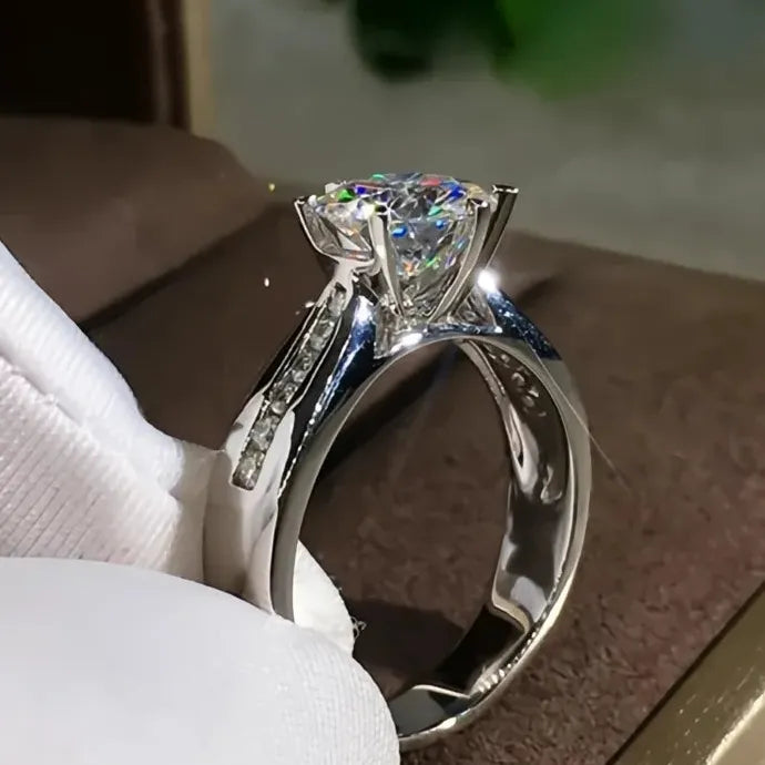6 Claws Cubic Zirconia Cocktail Ring Brass Wedding Jewelry for Women