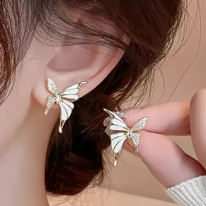 Butterfly Cubic Zirconia Stud Earrings for Women Elegant Fashion Jewelry