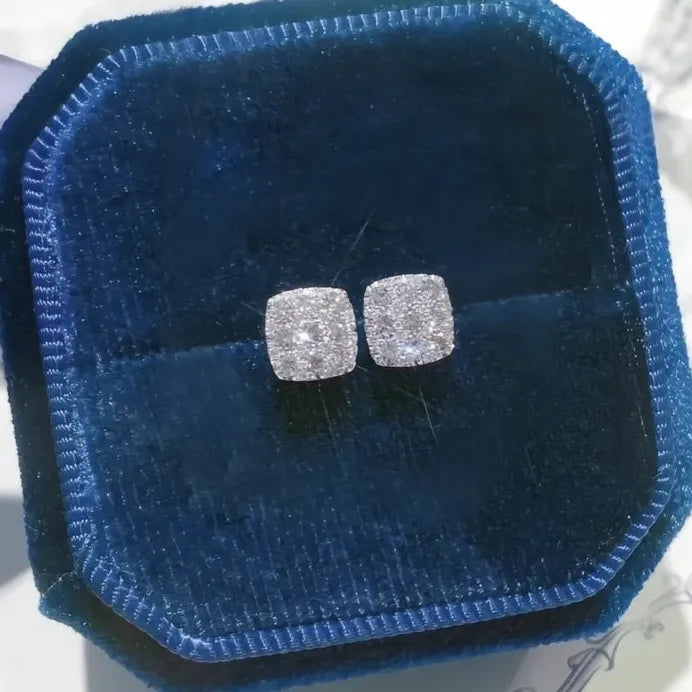 Geometric Cubic Zirconia Stud Earrings Minimalist Wedding Gift for Women