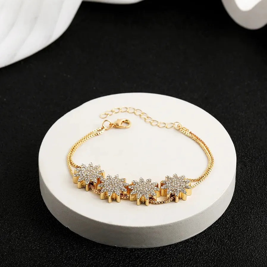 Handmade 18K Gold Plated Heart Butterfly Flower Bracelet for Women with Zircon Evil Eye Charm