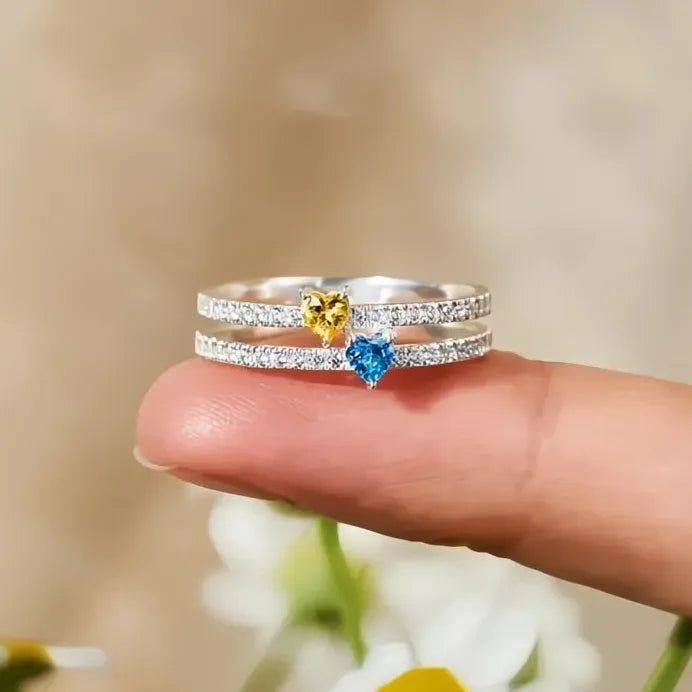 Dainty Heart Cubic Zirconia Ring for Women Stylish Shiny Party Jewelry