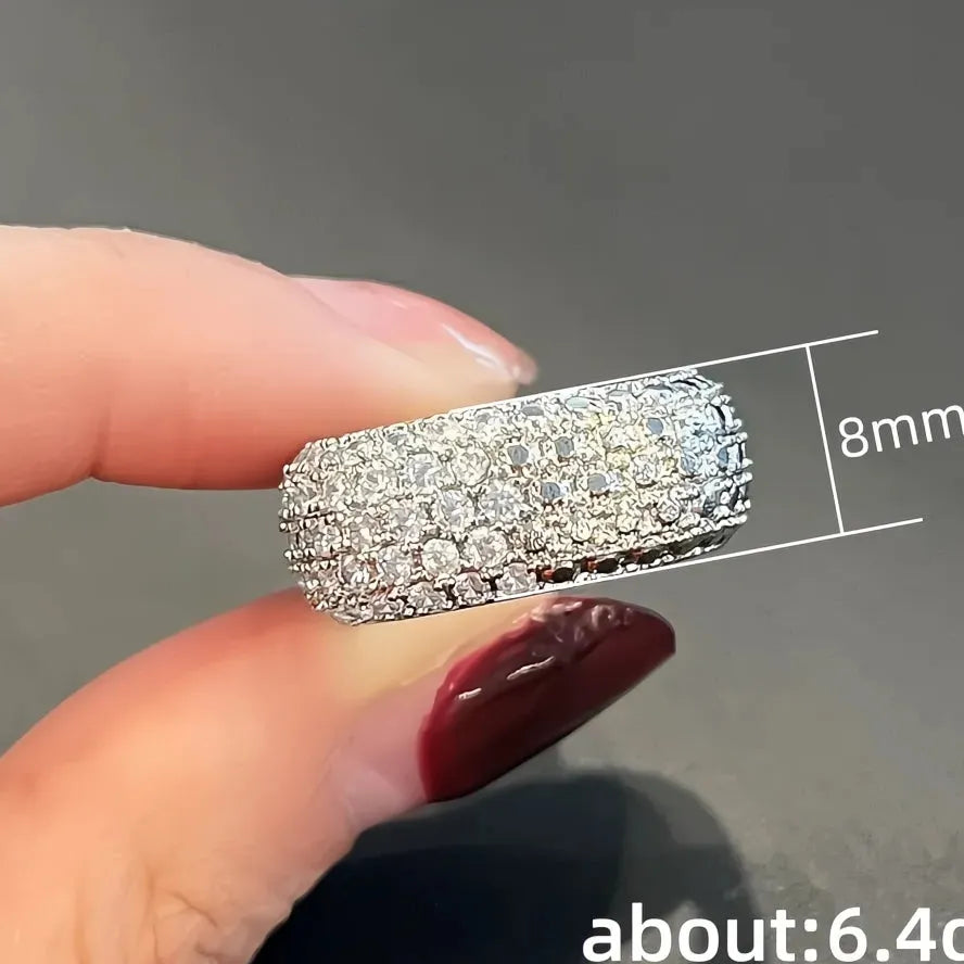Women’s Geometric Square Band Ring Brass Cubic Zirconia Bling Bling Fashion Jewelry