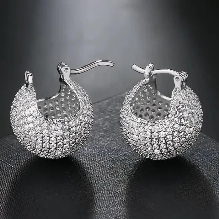 Luxury Geometric Hoop Earrings Fully Inlaid Zirconia Copper Alloy Jewelry