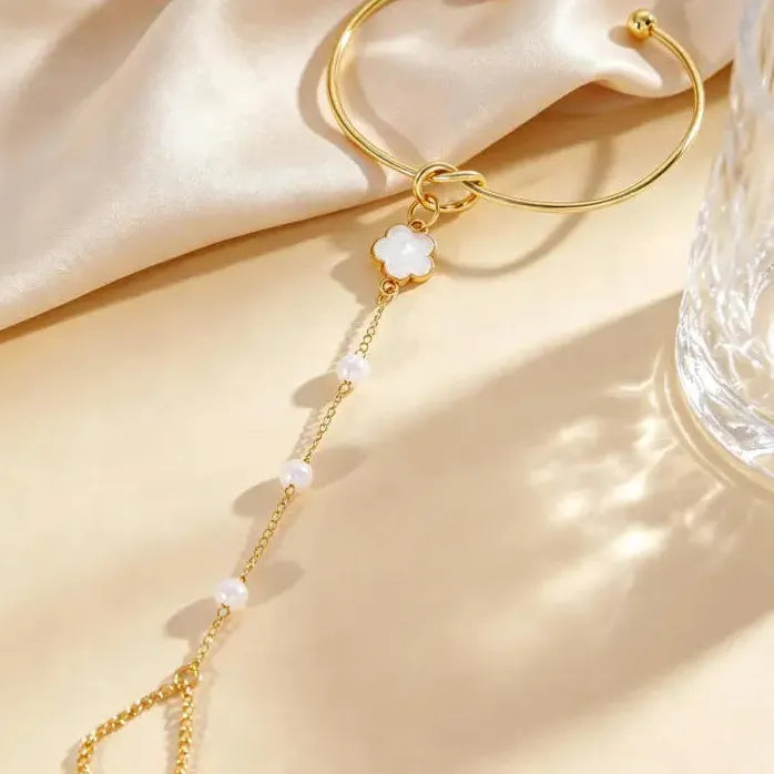 Bohemian Simulated Pearl Beaded Bracelet for Women Vintage Flower Jewelry Gift