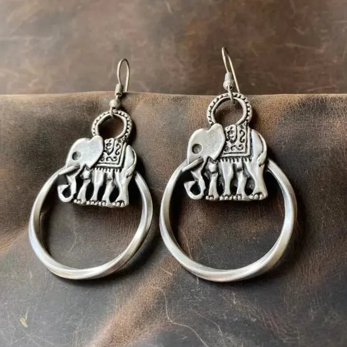 Vintage Punk Elephant Zinc Alloy Earrings Halloween Parties Men Women Jewelry