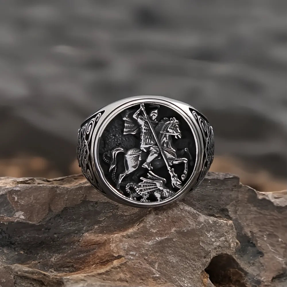 1️⃣ Knight Rider Ring 316L Stainless Steel Viking Celtic Gothic Ring for Men