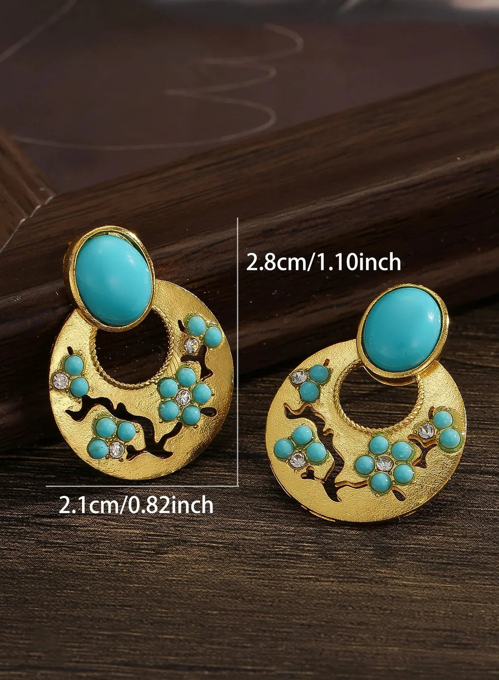 Bohemian Turquoise Pendant Drop Earrings Vintage Style Zinc Alloy Jewelry