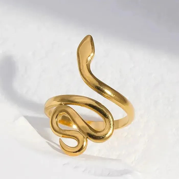 Adjustable Stainless Steel Gold Snake Ring Vintage Gothic Punk Jewelry Party