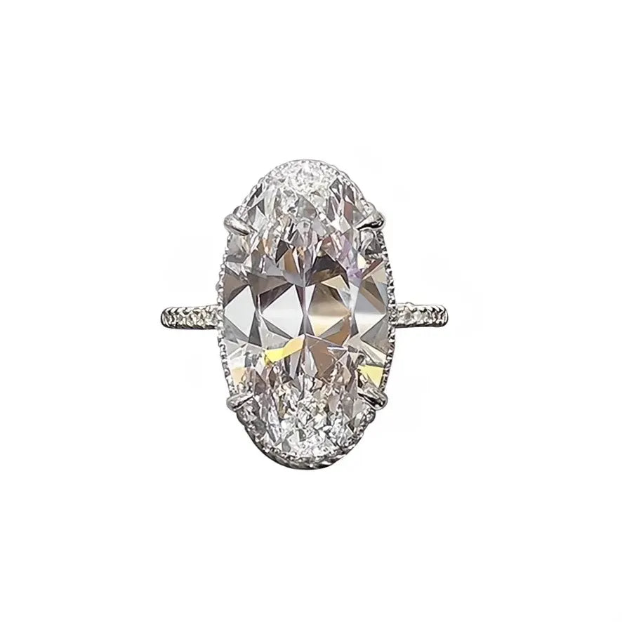 Luxury Oval Cubic Zirconia Wedding Engagement Ring for Women in Silver Brass