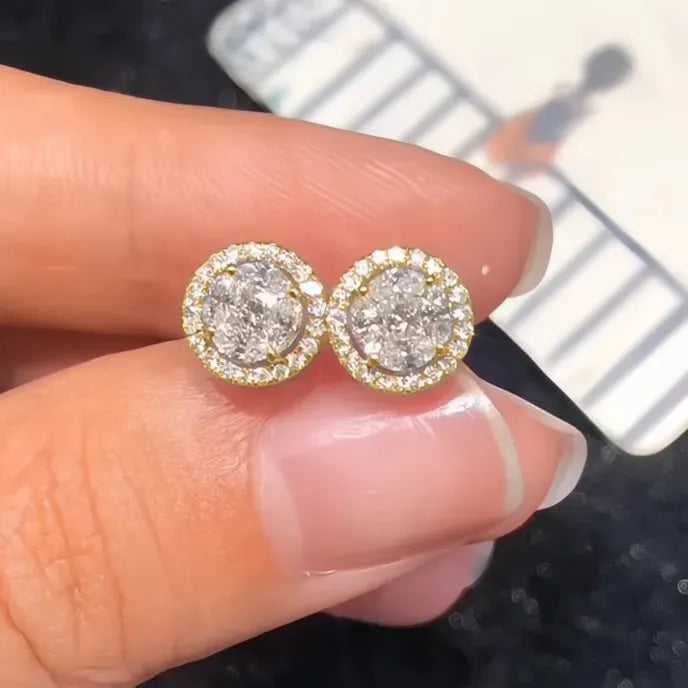 Classic Women's Stud Earrings Gold & Silver Color Cubic Zirconia Crystal Fashion Jewelry
