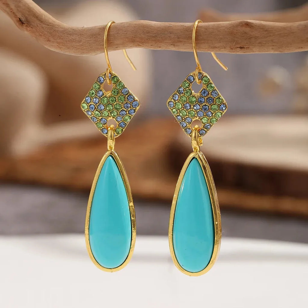 Golden Resin Water Drop Earrings Simple Exquisite Women's Jewelry Hot Sale