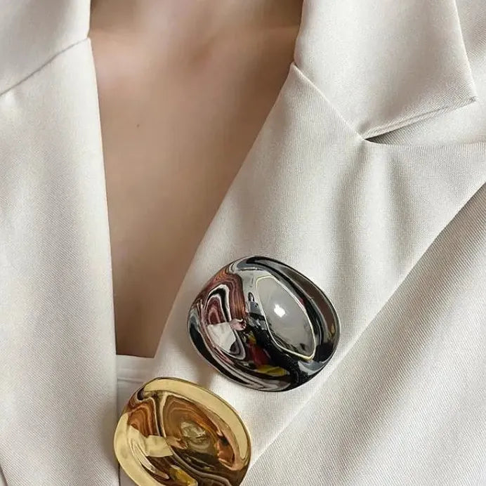 Minimalist Geometric Zinc Alloy Round Brooch Pin Unisex Jewelry