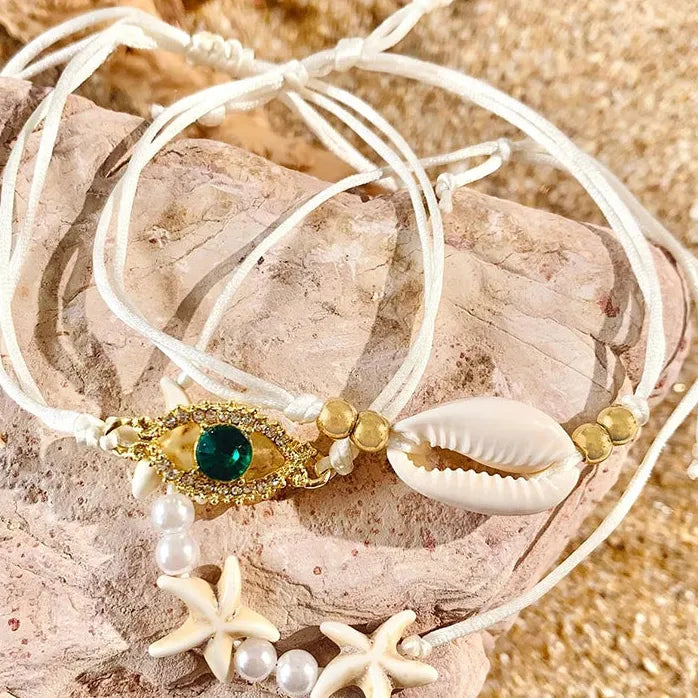 5Pcs Bohemian Starfish Shell Beaded Bracelets for Women Girls Jewelry Set