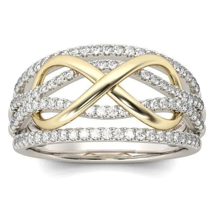 Infinite Love Heart-Shaped Ring Zinc Alloy Ladies Two-Color Wedding Engagement