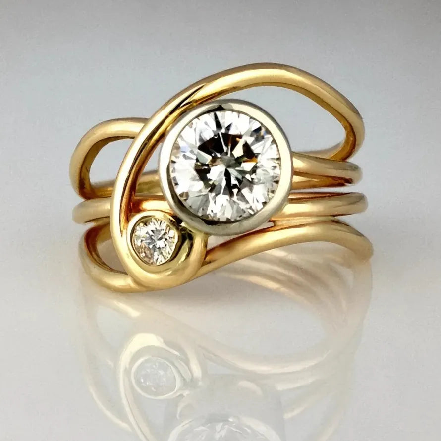 Women's Geometric Cubic Zirconia Wedding Bridal Ring Brass Jewelry