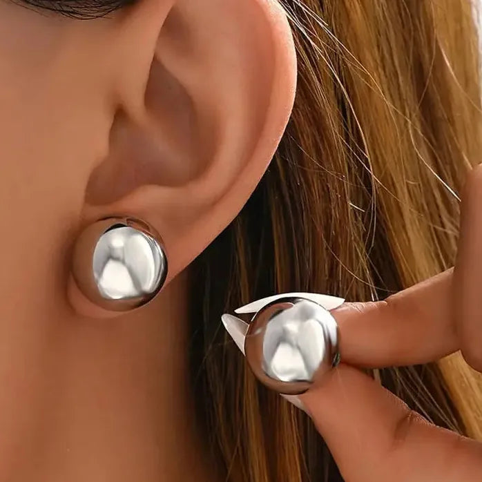Simplicity Metal C-Shaped Round Stud Earrings for Women Fashion Jewelry Gift