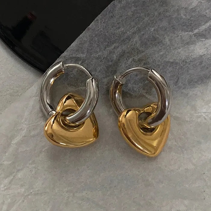 Vintage Stainless Steel Geometric Droplet Stud Earrings for Women