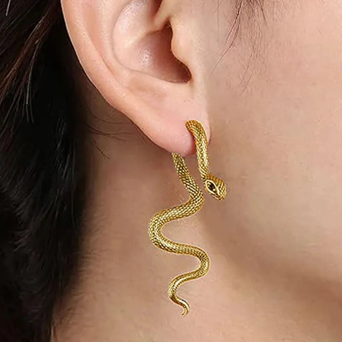 2026 Gothic Snake Zinc Alloy Detachable Long Stud Earrings for Men Women