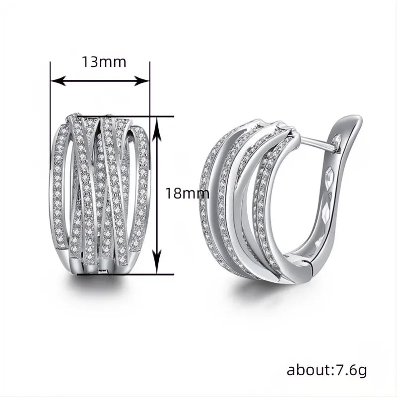 Silver Color Cross Hoop Earrings for Women Cubic Zirconia Crystal Fashion Jewelry Trends