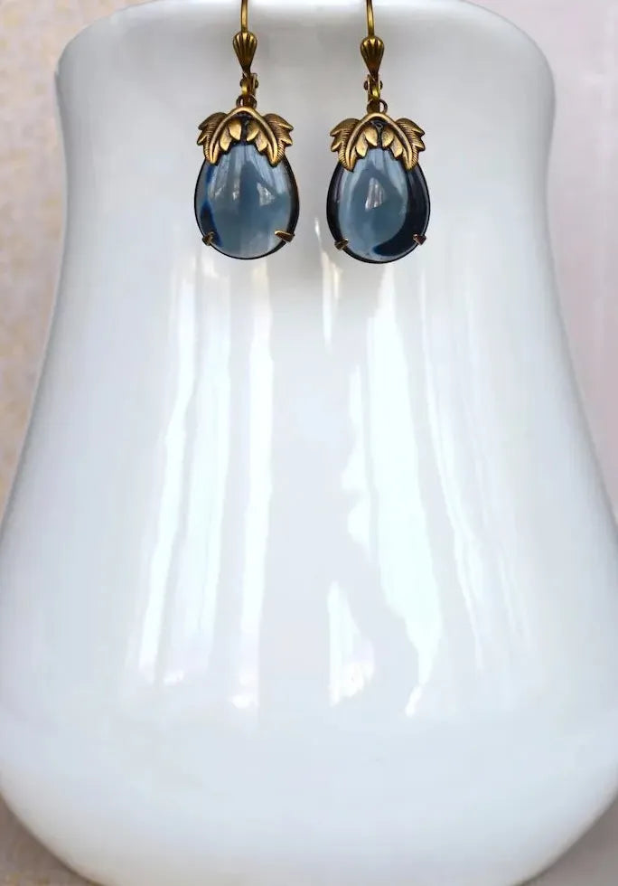 Geometric Double Color Round Stone Dangle Earrings for Women Party Jewelry