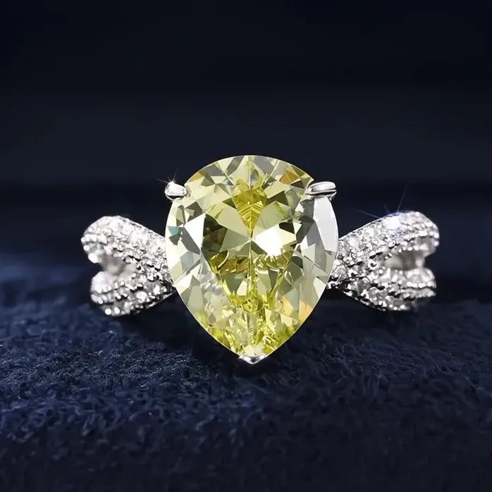 Waterdrop Pear Cubic Zirconia Brass Ring for Women Bridal Wedding Jewelry