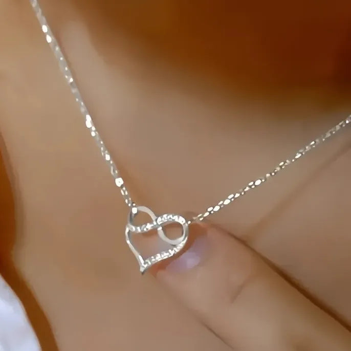 Copper Alloy Heart Pendant Necklace with Cubic Zirconia for Women Wedding Gift
