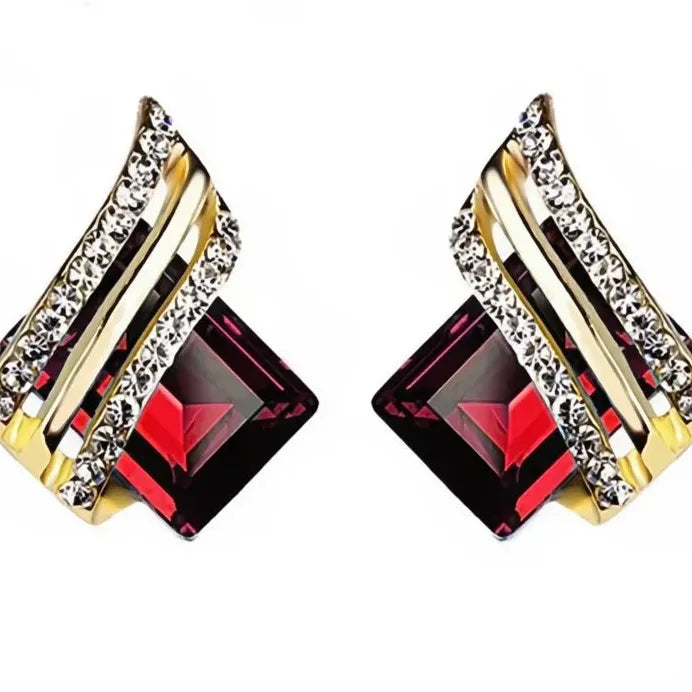 Geometric Cubic Zirconia Stud Earrings for Women Wedding Jewelry Gifts