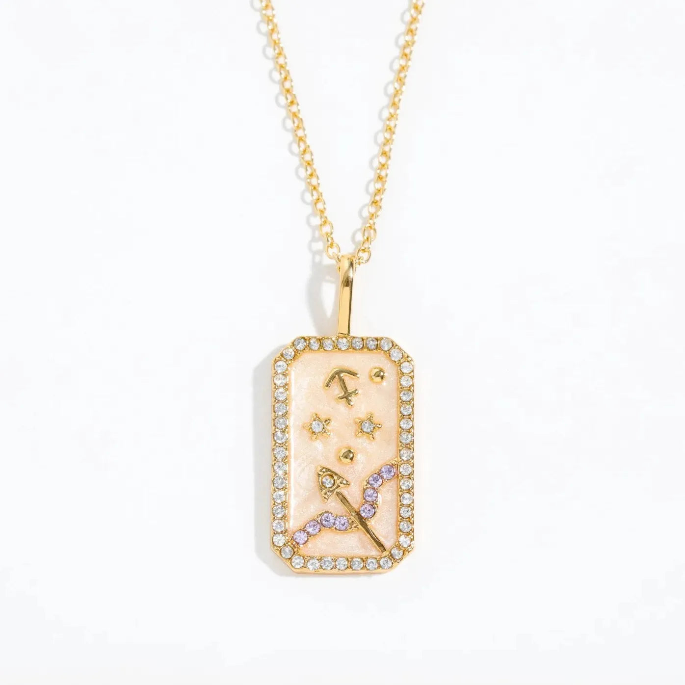 Stainless Steel 12 Constellation Necklace White Shell Zircon Punk Jewelry Pendant