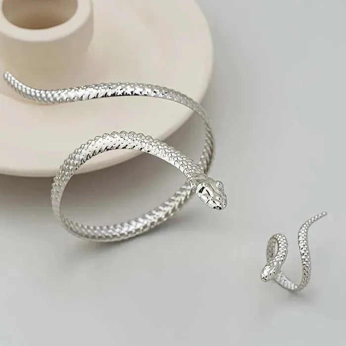 Vintage Adjustable Gold Snake Bracelets Punk Jewelry for Women Men Unisex