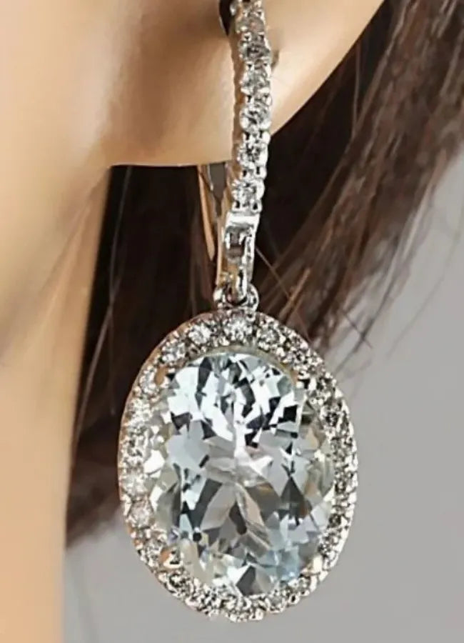 Exquisite Geometric Zircon Inlay Drop Earrings Glass Zinc Alloy Holiday Dress