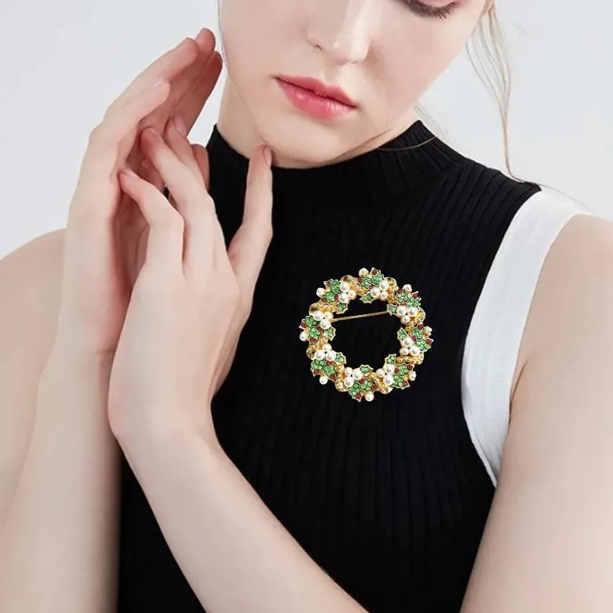 Classic Floral Wreath Brooch Elegant Wedding Gift for Men & Women